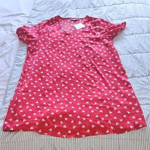 Bobeau Red Heart Print Sleepwear Top